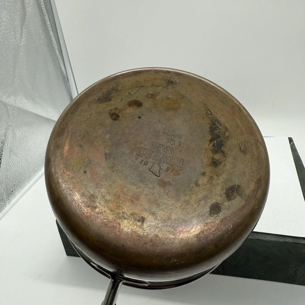 Vtg 1801 Revere Ware 1 Qt Quart Sauce Pan Copper Bottom Clinton ILL USA